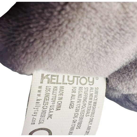 Kellytoy Gray Elephant Plush Rattle Cream Ribbed Velour Baby Toy 20 inch Large - Picture 7 of 7